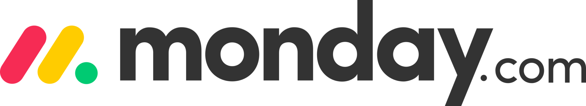 Logotipo oficial de monday.com, popular plataforma basada en la nube para la gestión de tareas, automatización de flujos de trabajo y colaboración de equipos.