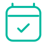 Ícono de calendario con marca de verificación que representa la gestión eficiente del tiempo y el cumplimiento de plazos en el portafolio estratégico de INNK.