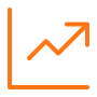 Ícono de gráfico de crecimiento lineal que representa la escalabilidad y el éxito en la innovación empresarial y gestión de proyectos con INNK.