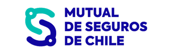 Logotipo oficial de Mutual de Seguros de Chile en colores azul y cian, aliado estratégico de la plataforma INNK para la gestión de proyectos e innovación empresarial.
